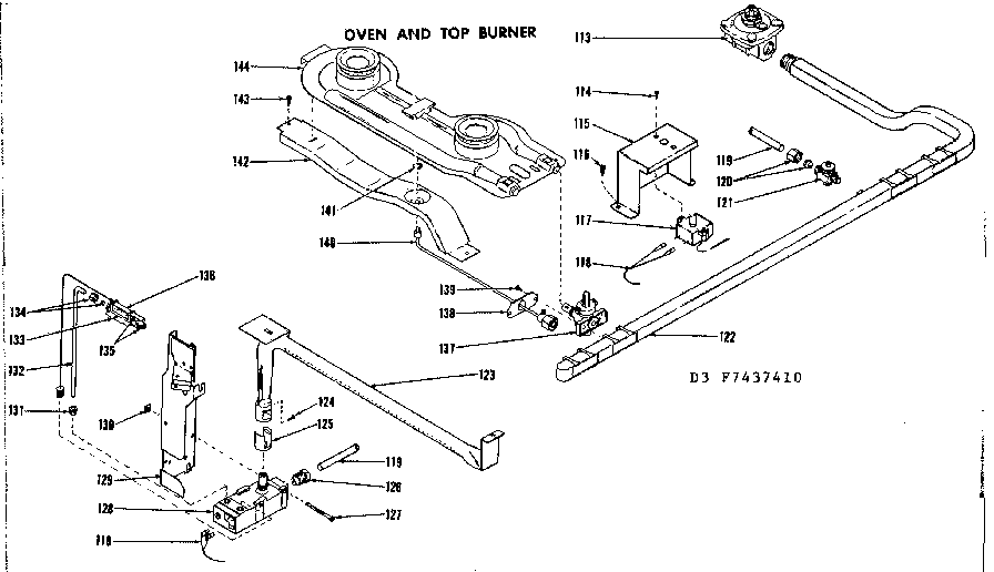 Kenmore 1197437420 oven and top burner diagram