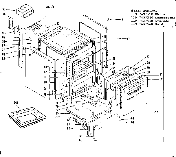 Kenmore 1197437510 body section diagram