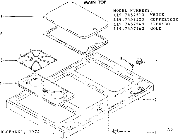 Kenmore 1197457520 main top diagram