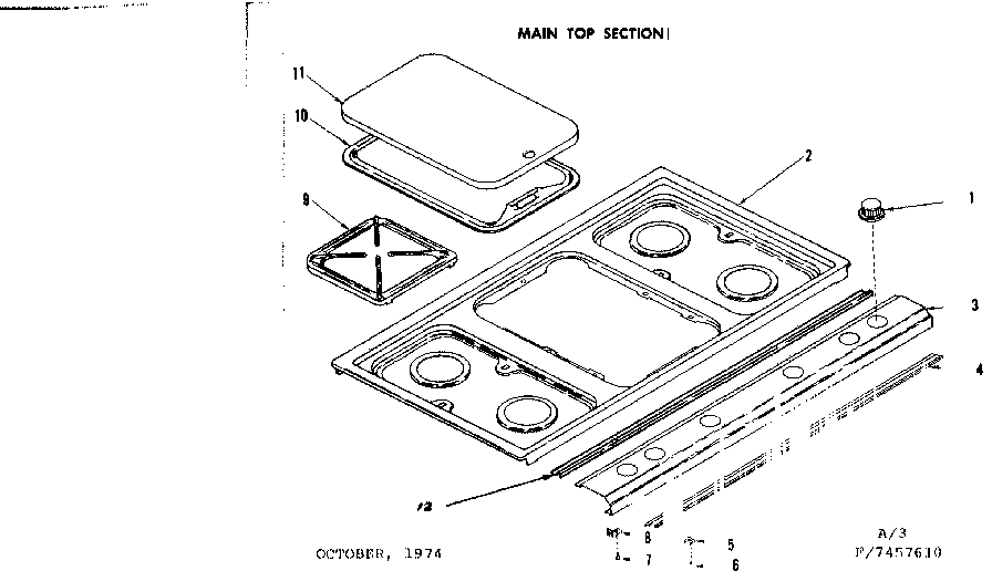 Kenmore 1197457640 main top section diagram