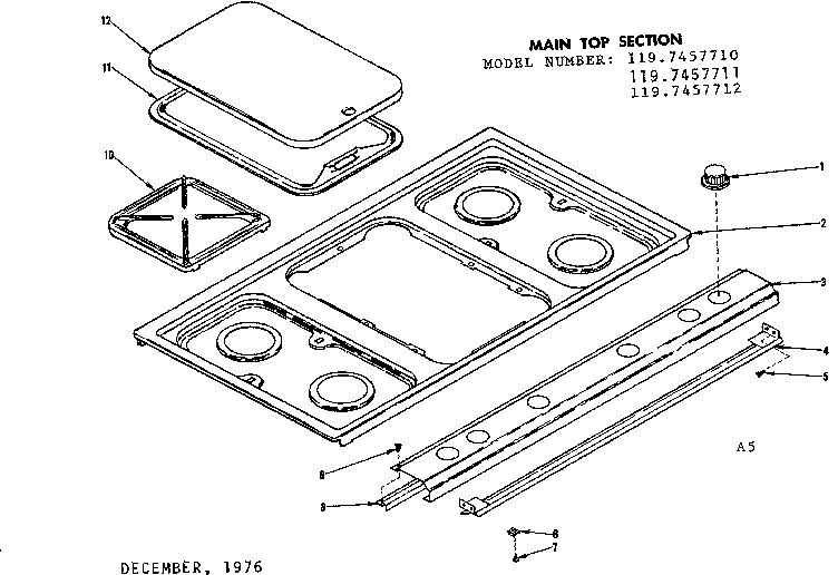 Kenmore 1197457710 main top section diagram