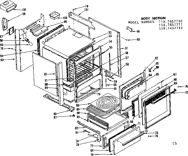 Kenmore 1197457710 body section diagram