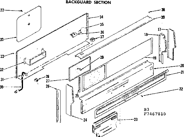 Kenmore 1197467810 backguard section diagram