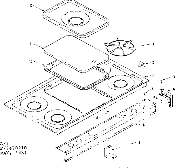 Kenmore 1197478210 main top section diagram