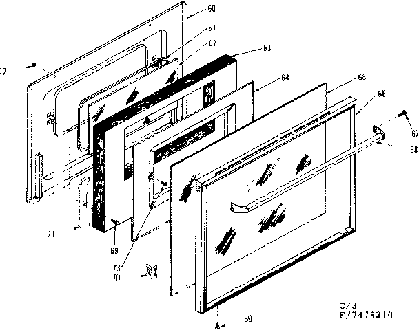 Kenmore 1197478210 oven door section diagram