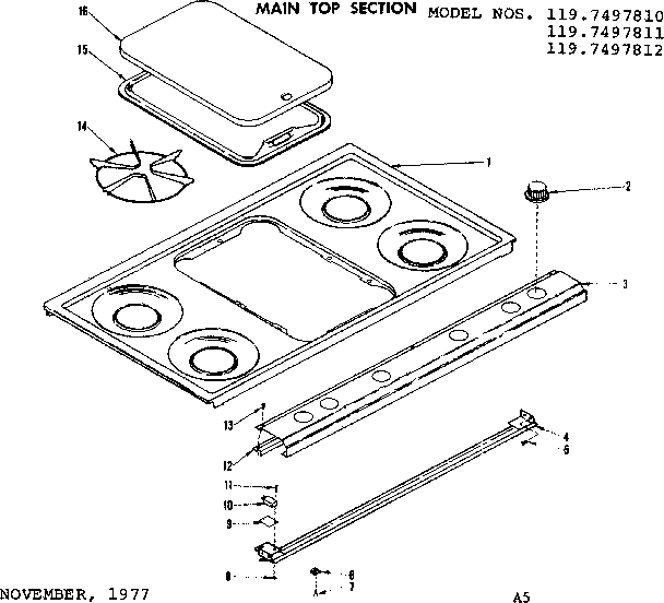 Kenmore 1197497812 main top section diagram