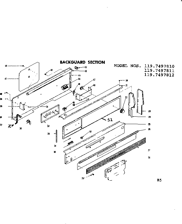Kenmore 1197497812 backguard section diagram