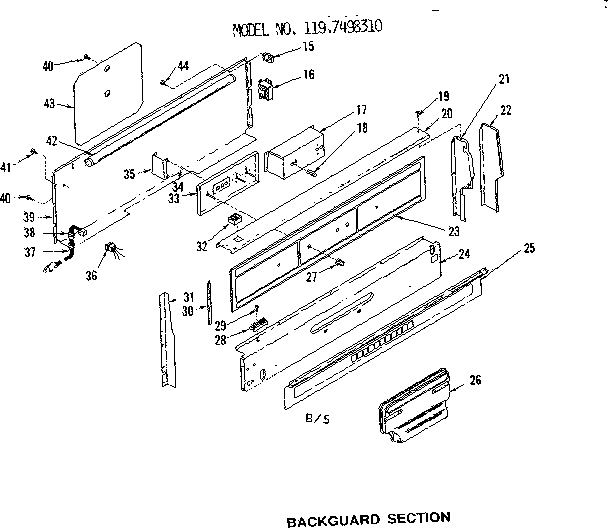 Kenmore 1197498310 backguard section diagram