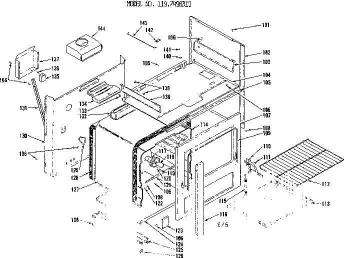 Kenmore 1197498310 body section diagram