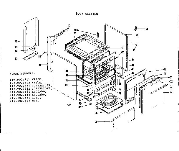 Kenmore 1199027562 body section diagram