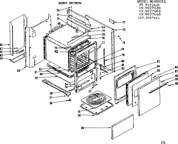 Kenmore 1199027610 body section diagram