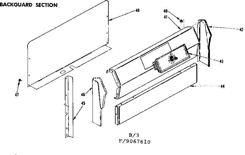 Kenmore 1199067610 backguard section diagram