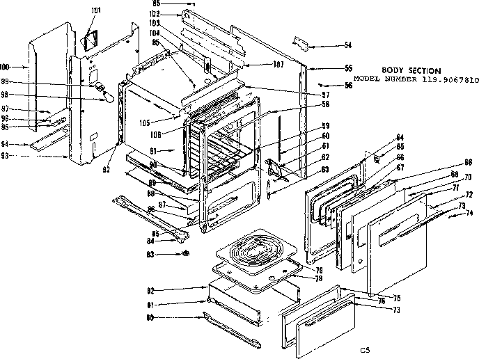 Kenmore 1199067810 body section diagram