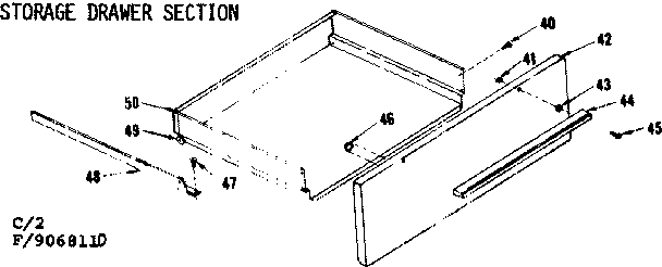 Kenmore 1199068111 storage drawer section diagram