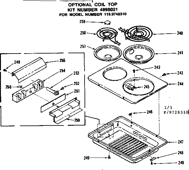 Kenmore 1199728310 optional coil top diagram