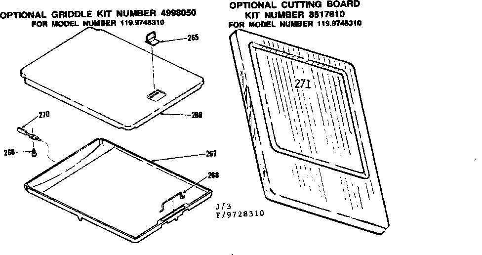 Kenmore 1199728310 optional griddle kit number 4998050 diagram