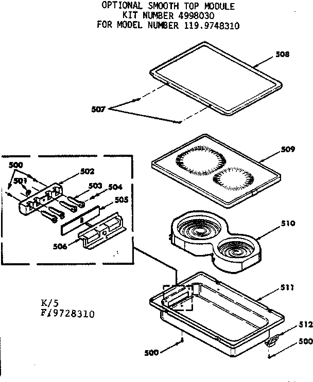 Kenmore 1199728310 optional smooth top module diagram