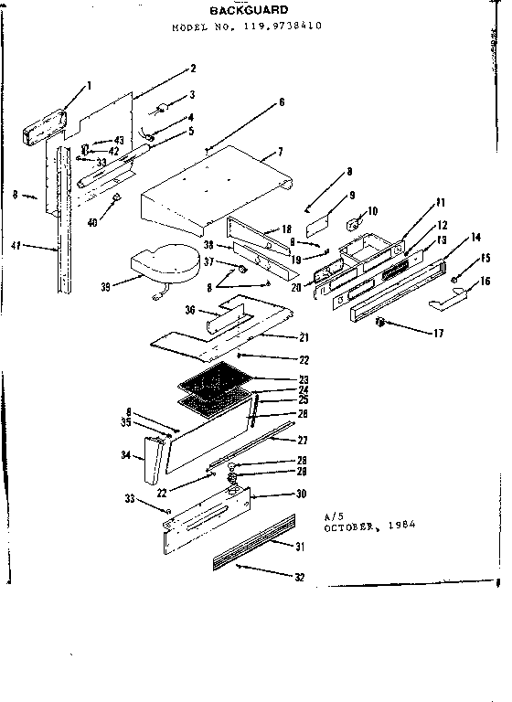 Kenmore 1199738410 backguard diagram