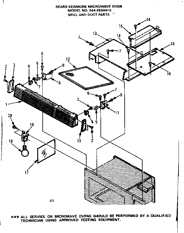 Kenmore 5648568410 grill and duct parts diagram