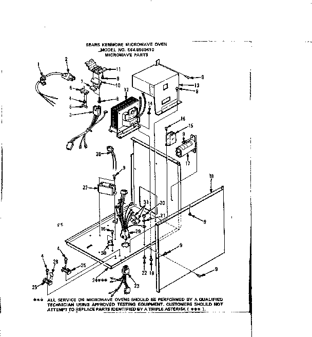 Kenmore 5648568410 microwave parts diagram