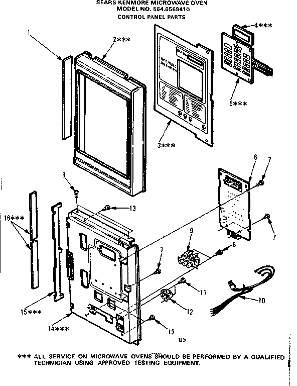 Kenmore 5648568410 control panel parts diagram