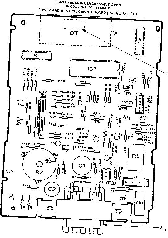 Kenmore 5648568410 power and control circuit board part no. 12356r diagram