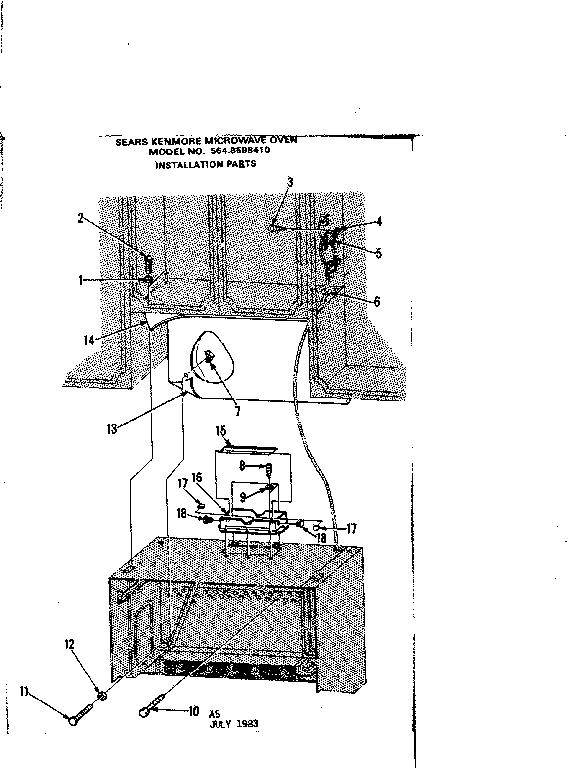 Kenmore 5648598410 installation parts diagram