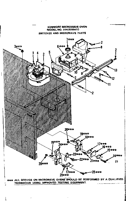Kenmore 5648598410 switches and microwave parts diagram