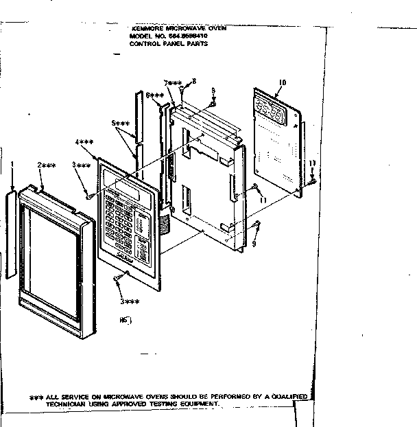 Kenmore 5648598410 control panel parts diagram