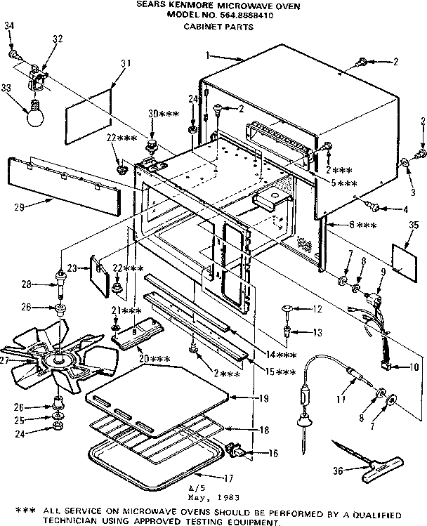 Kenmore 5648888410 cabinet parts diagram