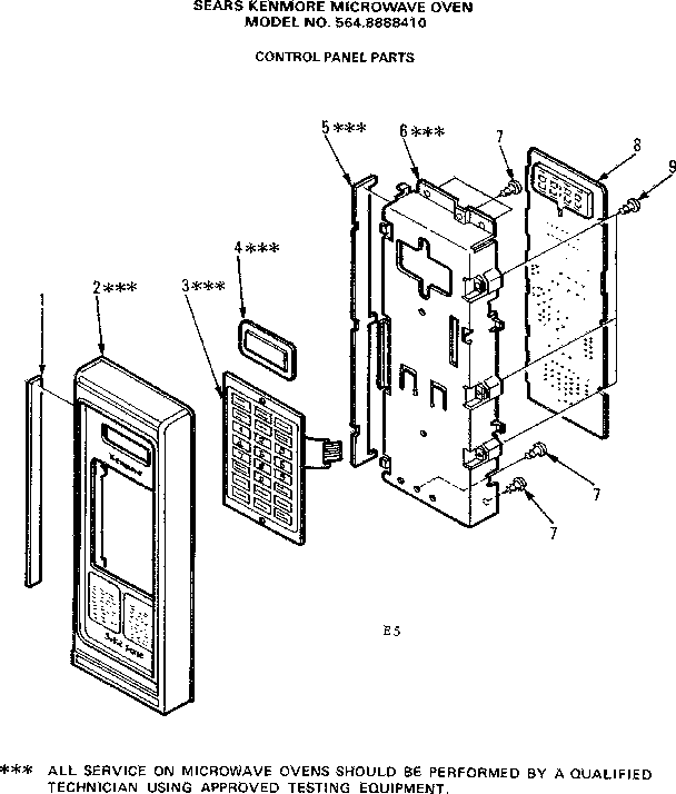 Kenmore 5648888410 control panel parts diagram