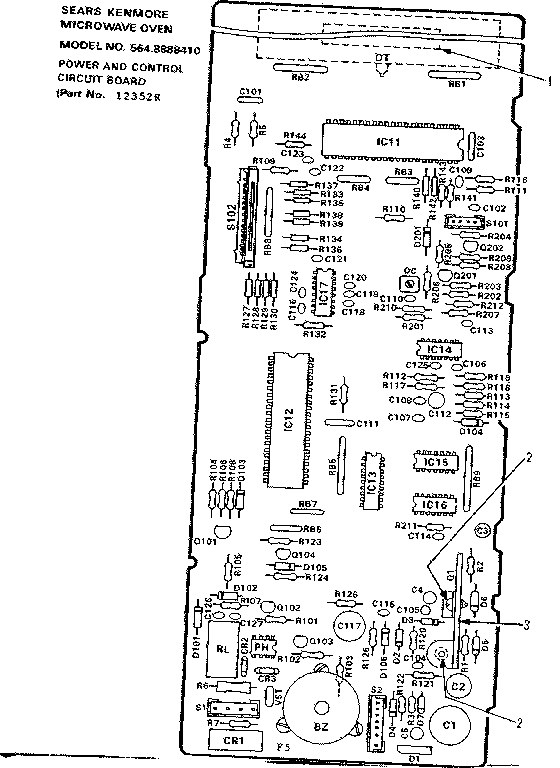 Kenmore 5648888410 power and control circuit board part no. 12352r diagram