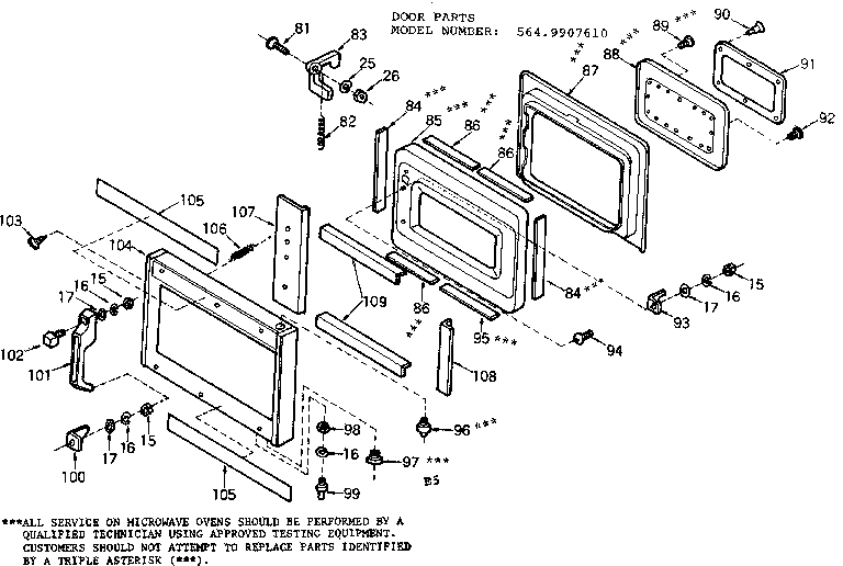 Kenmore 5649907610 door parts diagram