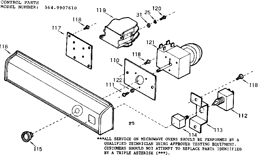 Kenmore 5649907610 control parts diagram