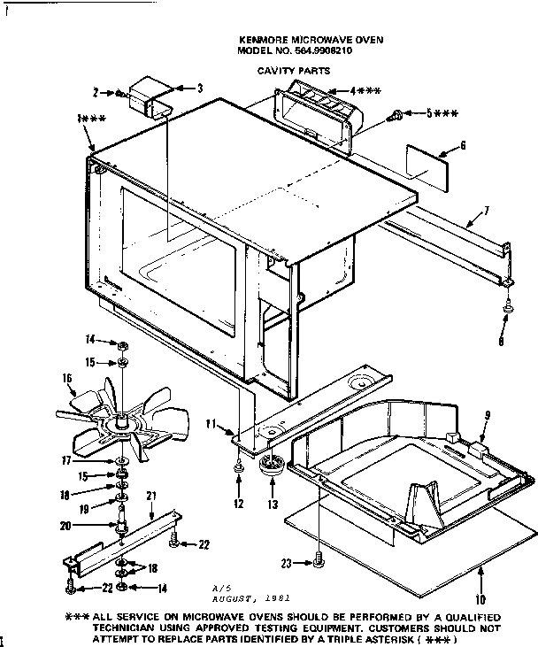 Kenmore 5649908210 cavity parts diagram