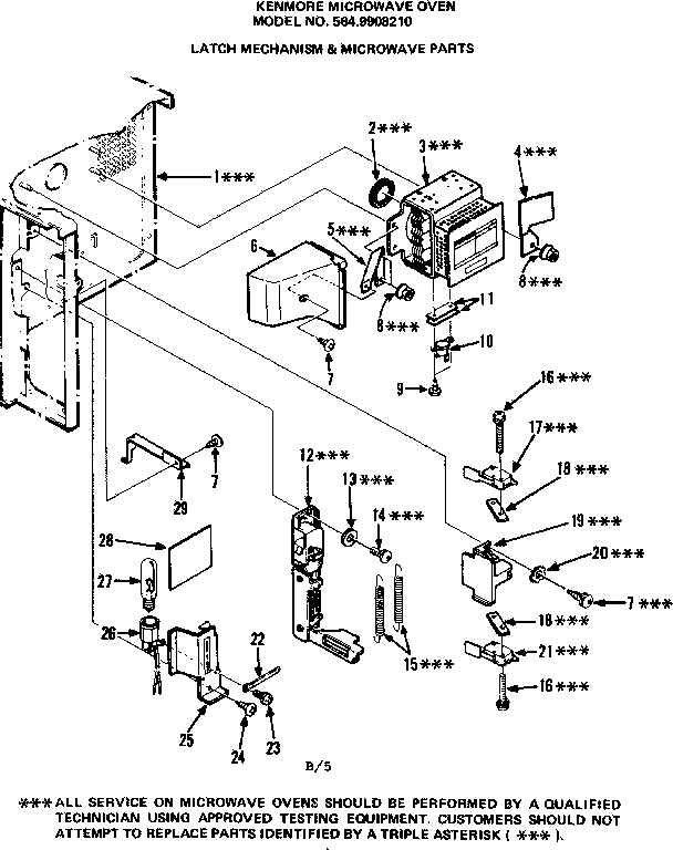 Kenmore 5649908210 latch mechansim & microwave parts diagram
