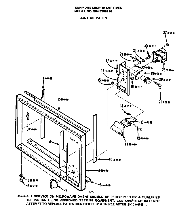 Kenmore 5649908210 control parts diagram