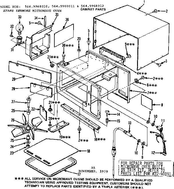 Kenmore 5649968011 cabinet parts diagram