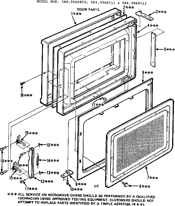 Kenmore 5649968011 door parts diagram