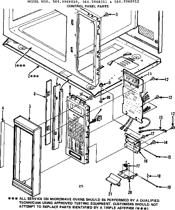 Kenmore 5649968011 control panel parts diagram