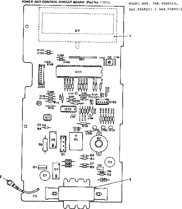 Kenmore 5649968011 power and control circuit board diagram