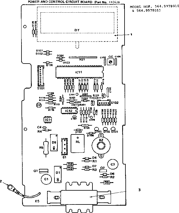 Kenmore 5649978010 power and control circuit board diagram