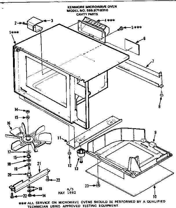 Kenmore 5658718310 cavity parts diagram