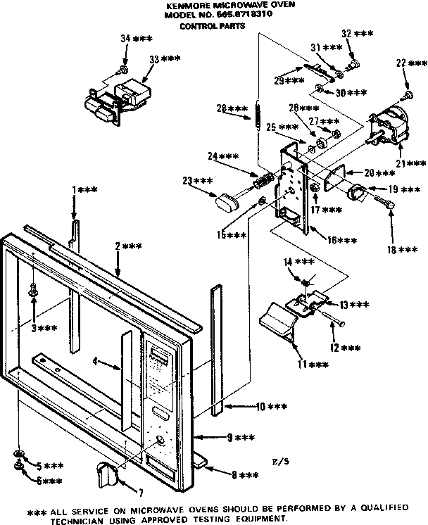 Kenmore 5658718310 control parts diagram