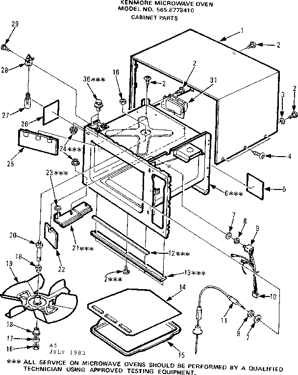 Kenmore 5658778410 cabinet parts diagram