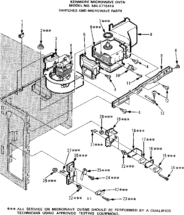 Kenmore 5658778410 switches and microwave parts diagram