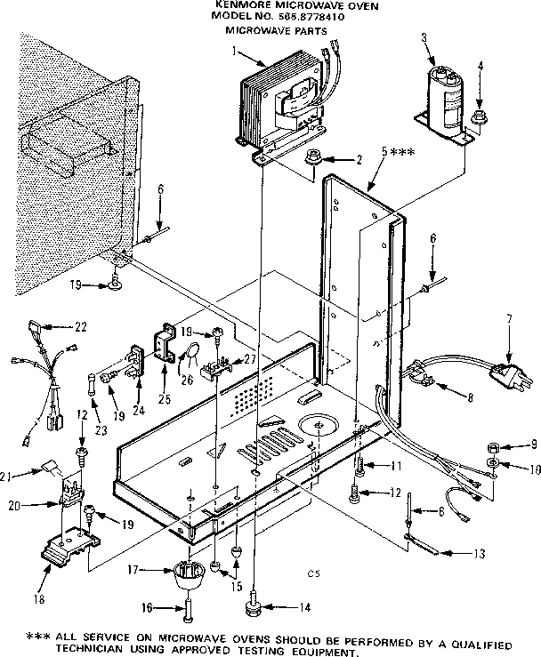 Kenmore 5658778410 microwave parts diagram