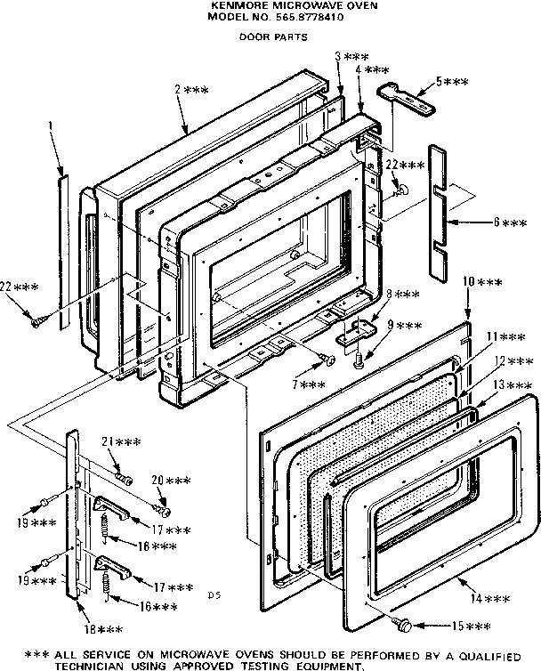 Kenmore 5658778410 door parts diagram