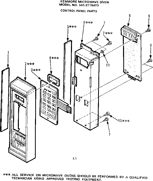 Kenmore 5658778410 control panel parts diagram