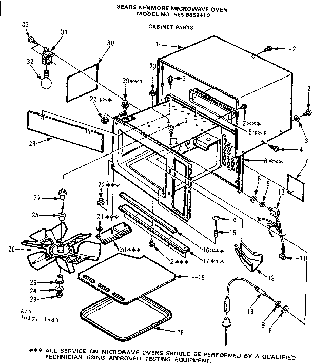 Kenmore 5658858410 cabinet parts diagram